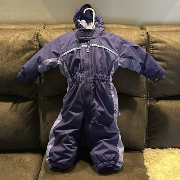 EUC! TODDLER 18 MONTH REI PURPLE INSULATED/FLEECE SNOWSUIT WITH GROWTH TUCK - Picture 1 of 12